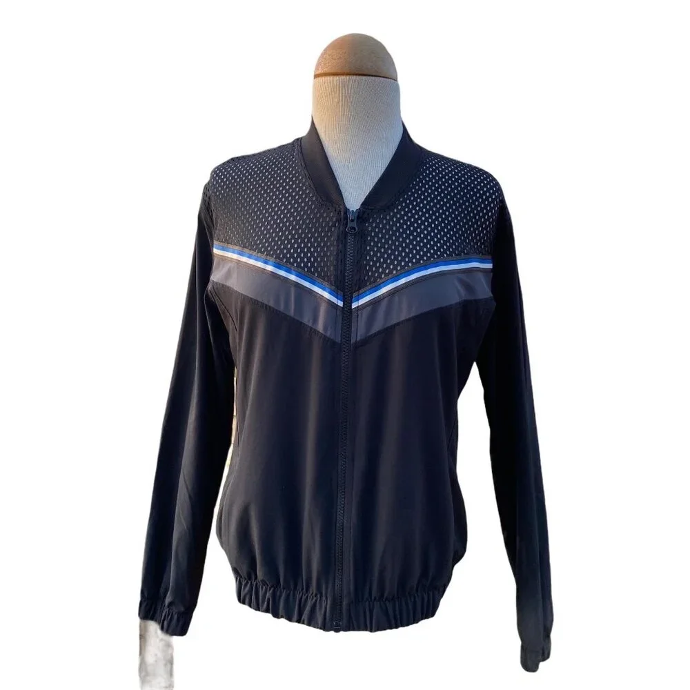 Z by Zella Women’s Main Event Mesh Yoke Top Track Jacket Medium Black Full Zip - Picture 13 of 13